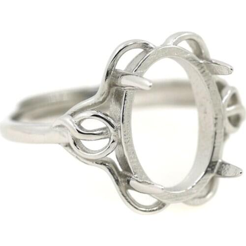 20pcs/lot 925 Sterling Silver Women Ring Semi Mount Engagement Wedding Ring White Gold Color 10x14mm Oval Cabochon Setting