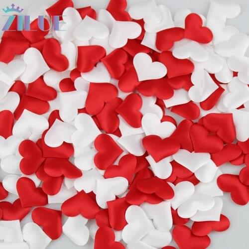 Zilue 100pcs/bag Fabric Heart 3.5x2.5cm Wedding Valentines Day Confetti Table Decoration Birthday party Decorative Supplies