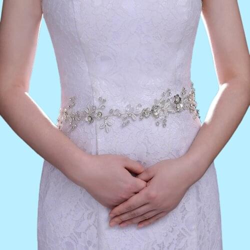 ZMSH350 Alloy Flower Wedding Party Belts Diamond Wedding Dress Accessories Belt Sash Rhinestones Bridal Womens Belts Fashion