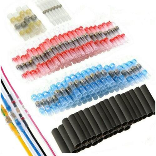 100PCS Heat Shrink Wire Connectors Solder Sleeves Waterproof Fast Butt Terminals Heat Shrink Tube Electrical Cable Splices