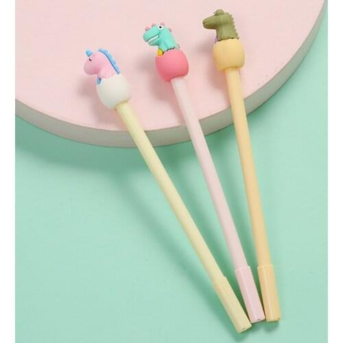 24Pcs/Bulk Novelty Kawaii Cute Stationery Pens Dinosaur Unicorn Eggshell Animal Funny School Rollerball Ballpoint Student Gift