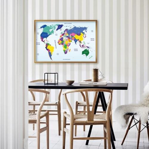 30*20cm The World Political Map Spray Canvas Painting Small Size Wall Art Poster School Supplies Living Room Home Decoration