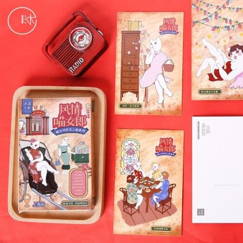 30 Pcs/Set Cats Time Travel Postcards Cartoon Greeting Card Business Gift Card Message Card