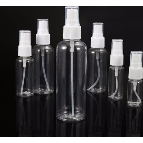 5pcs Mini Plastic Transparent Small Empty Spray Bottle For Make Up And Skin Care Travel Refillable Bottles 10/20/30/50/60/100ml