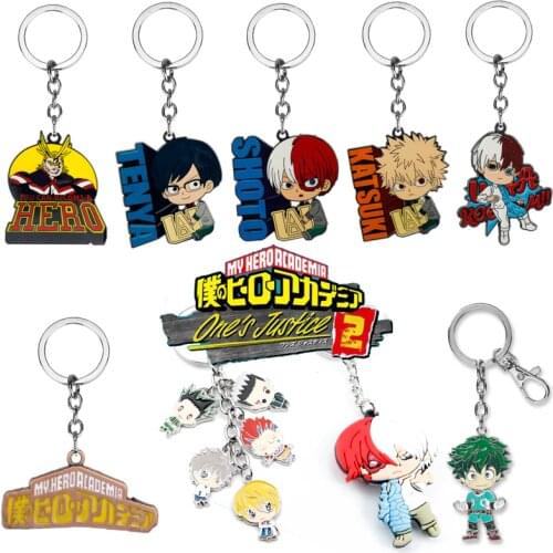 28 Styles My Hero Academia Keychain Cartoon Anime Trinket Keyrings Metal Pendant Key Chain Backpack Braid Rope Keyholder