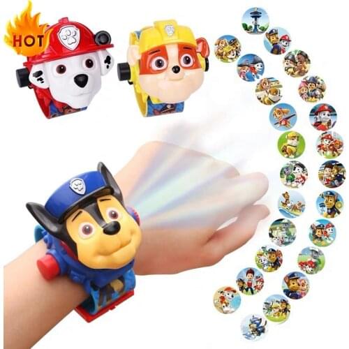 Paw Patrol Toy Digital Watch Projection Action Figures Cartoon patterns Time Clock Action Canina Toy Children Birthday Gift