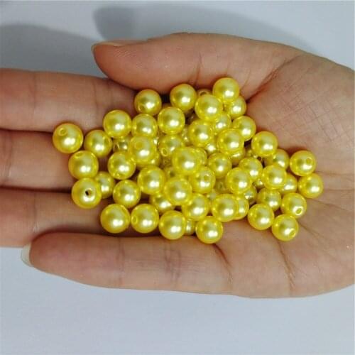 Citrine 3-12mm straight holes round imitation plastic pearl beads for jewelry accessories Beads & Jewelry Making