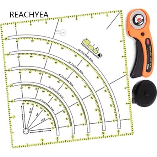 Arcs Fans Quilt Circle Cutter Ruler Kit with Rotary Cutter Wheel Tape Measure for Patchwork Fabric Cloth Sewing Easy Cutting