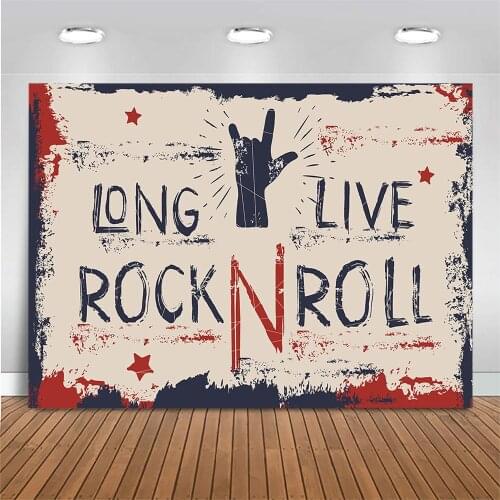 Mocsicka Rock and Roll Party Background for Photo Studio Rock Music Retro Graffiti 80’s Birthday Backdrops Photography Long Live