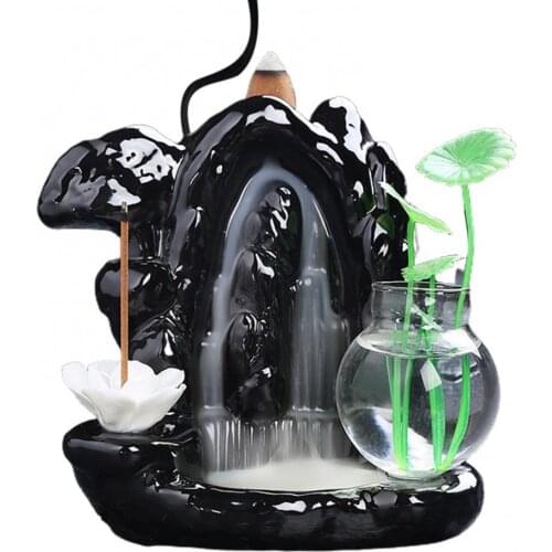 Retro Ceramic Smoke Backflow Incense Burner High Mountain Smoke Waterfall Incense Stick Holder