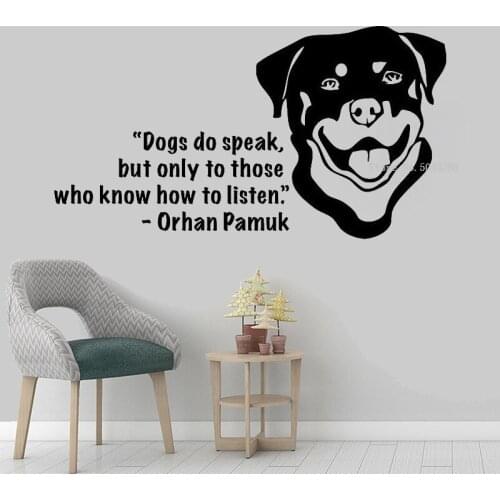 Classic Phrases Orhan Pamuk Saying Vinyl Wall Sticker Wall Decal Dog Head Silhouette Pet Shop Animal Studio Art Wall Decor LL656