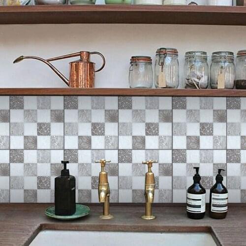 Adhesive Mosaic Tile Sticker Kitchen Backsplash Bathroom Wall Tile Stickers Decor Waterproof Peel&Stick Tiles