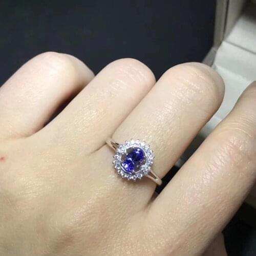 Lovely delicate round Diana Natural blue tanzanite gem Ring S925 Silver Natural gemstone Ring girl Womens party gift Jewelry