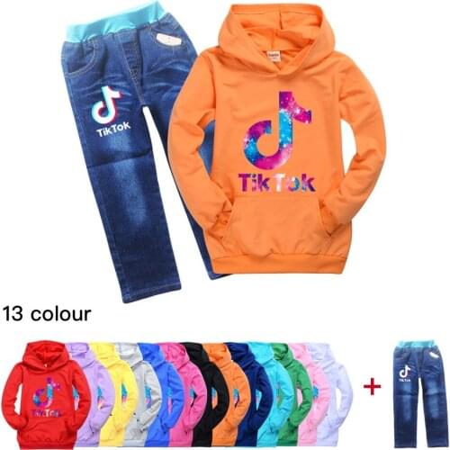 Spring Autumn Childrens Clothing Suit Boy Clothing Sets Kids Letter Printing Hoodies + Jeans 2pcs Outfits Set Teenager 2-16Year