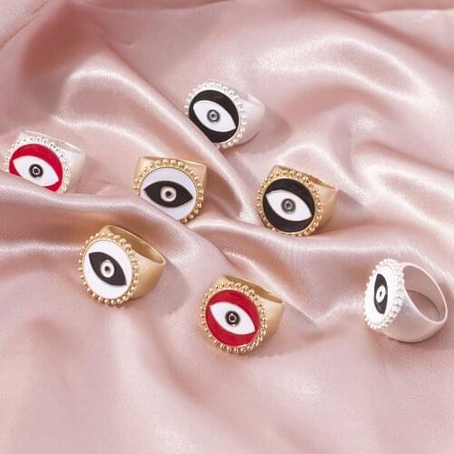 Punk red Rings men Womens Wedding Alloy Drop Oil Eye Rings for Women Girls Gifts Party Fashion Female Jewelry Drop Shipping
