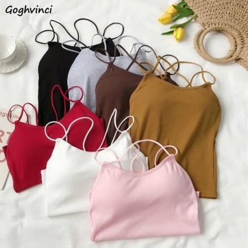 Camis Women Solid Low Chest Criss-Cross Backless Sexy Elegant Padded Summer Females Halter Top Tanks Ins Basic Tops Ulzzang Chic