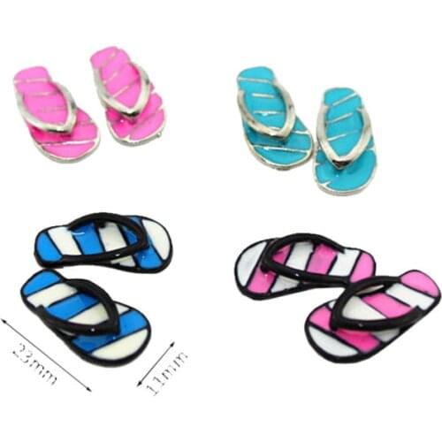 1/6 1/12 Scale Doll House And Doll Alloy Small And Chic Mini Striped Slippers Model