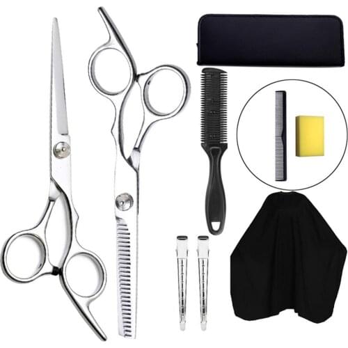 3/9 PCS Professional Hairdressing Scissors Kit Hair Cutting Scissors Hairbrush Hair Clip Cape Grooming Comb for Barbershop 40p