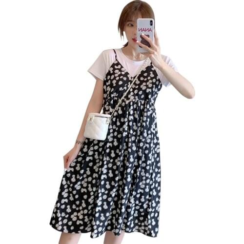 Maternity Wear 2020 Summer Floral Two-piece Skirt Maternity Dresses For Pregnant Woman Chiffon Dress Long Pregnant Dress