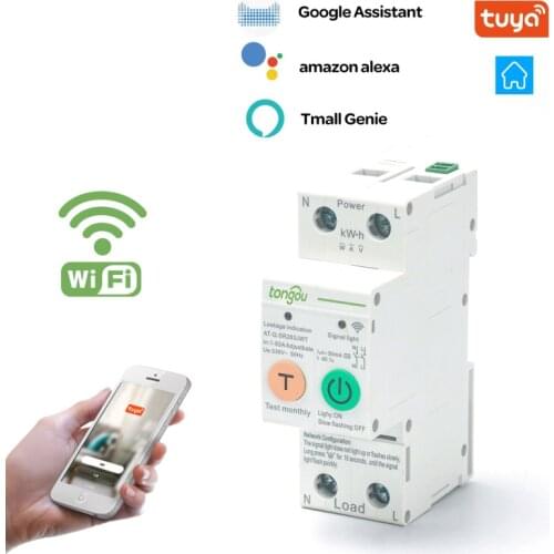 2P 1-63A Tuya Single Phase Din Rail Wifi Smart Energy Meter Timer Power Consumption Monitor KWh Meter Wattmeter For Smart Life