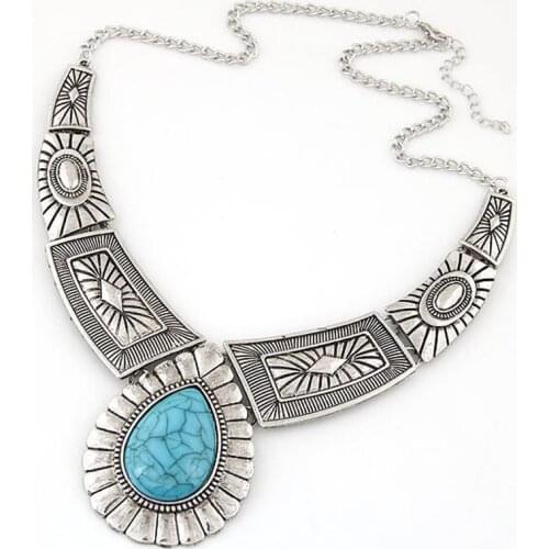 Wholesale Fashion New Design Maxi Necklace Vintage Gem Geometric Thread Statement Necklaces & Pendants For Women Collar XY-N12