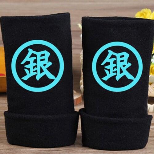 Gintama Silver Soul Gloves Fashion Cotton Knit Wrist Gloves Mitten Lovers Anime Accessories Cosplay Fingerless Warm Gloves