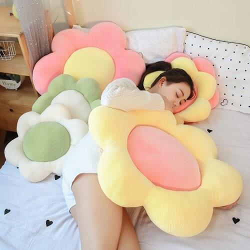 Plush Flower Mat Stuffed Lifelike Flower Shape Baby Kids Playmat Stuffed Soft Plant Colorful Throw Pillow Cushion Home Decor