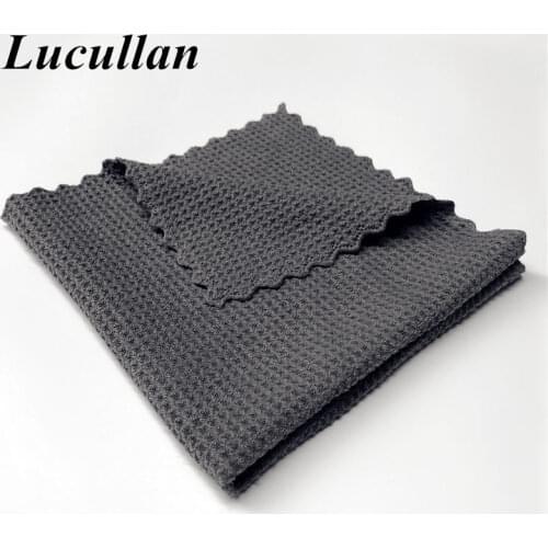 Lucullan 40X40CM Edgeless Glass Paint Interior Microfiber Drying Cloth Super Absorbancy Lint-Free Waffle Weave Towels