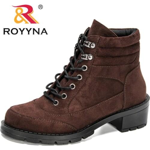 ROYYNA 2021 New Designers Flock Classics Mid-Calf Snow Boots Women Lace-up Comfortable Ladies Winter Soft Boots Chaussures Femme