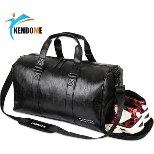 Sport Fitness Bags for Women 2019 Gym Bag PU Soft Handbag Men and Women Training Bag Multifunctional Travel Bag Shoulder Luggage