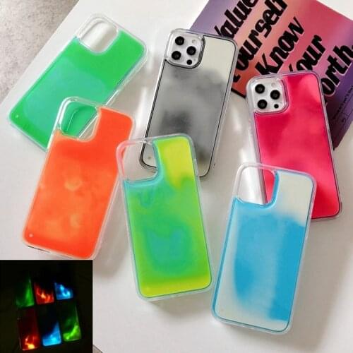 Luminous case For Iphone 12 Pro Max 11 Pro Max Case Neon quicksand Glow in The Dark Cover For iphone XR X Xs Max 6 7 8 plus Case