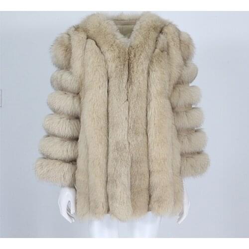 MENINA BONITA 2021 Long Winter Jacket Women Real Fur Coat Natural Big Fluffy Fox Fur Outerwear Streetwear Warm New Fashion Brand