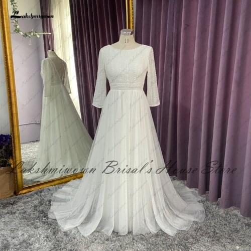 Vestidos Boho Hippie Chic Long Sleeve Dress Bridal Robe 2021 Puffy Chiffon Country Wedding Dresses Open Back Wedding Gowns