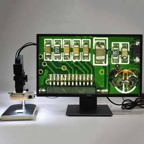 2.0MP 1080P Industrial HD Microscope HDMI Camera+8X-130X Adjustable Magnification 25mm Zoom C-mount Lens+LED Light+Holder