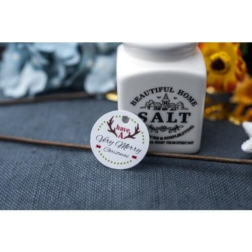 200 pcs 3.5cm round paper label Gift box New years gifts Gift tag personalized tag Candy Bag label Christmas decorations