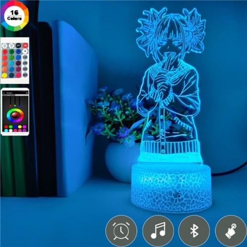 3d LED Nightlight Bedside Table Lamp Gift Nightlight My Hero Academia Toga Himiko Figure Kids Room Decor Smart Phone Control