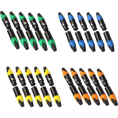 5 Pairs XLR 3 Pin Male/Female Audio Mic Microphone Connector Black Housing XLR Male Connector