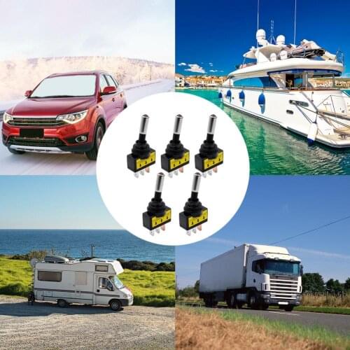 5pcs 12V 20A Toggle Switch Metal Push Button Switch Lamp Power Symbol Buttons Waterproof LED Light Self-lock Self-reset For Car