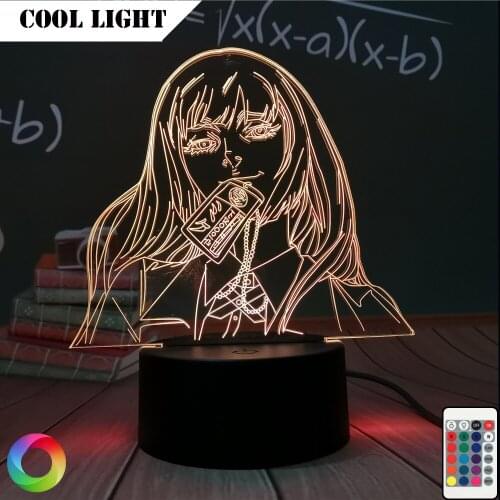 Anime Lamp Yumeko Jabami From Kakegurui Compulsive Gambler Gift for Bedroom Decor Nightlight Cute Japanese Waifu Led Night Light