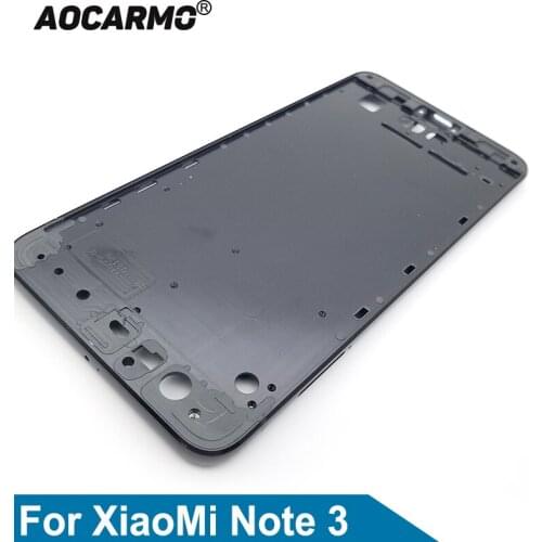 Aocarmo For XiaoMi mi Note 3 Black / Gold Middle Frame Bezel Housing Case With Adhesive