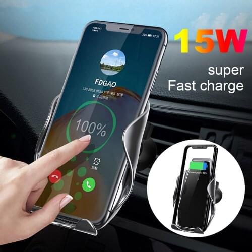 Wireless Car Charger 15W Qi Fast Charging Automatic Clamping Mount Air Vent Phone Holder for iPhone 12 11 XR X 8 Samsung S20 S10