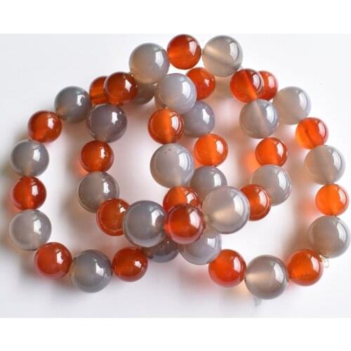 3PC Natural grey and red onyx Bead Bracelet man Women Girls Fashion Stone Handmade Strength Yoga Healing Energy Jewelry Gift