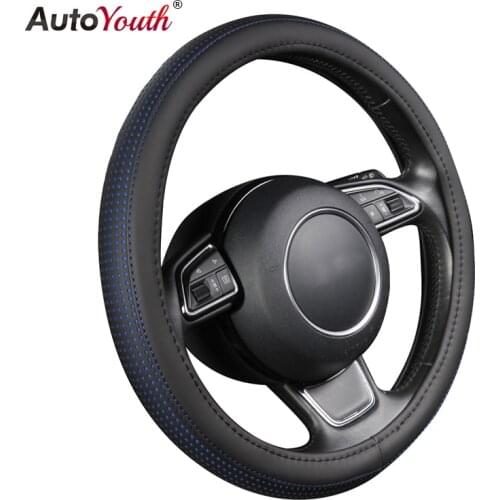PU Leather Auto Steering Wheel Cover Hot Wheels AUTOYOUTH Blue Color Fits 37-38 cm Car Styling For ford mondeo mk4 lada vesta