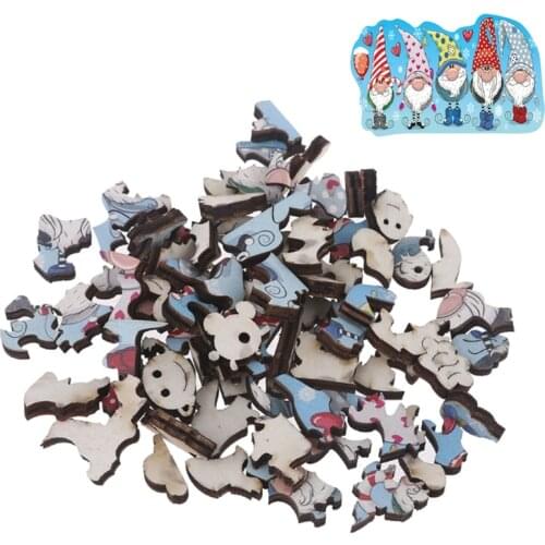 DIY Wooden Gnome Puzzle Jigsaw Game Montessori Educational Toys Merry Christmas Gift for Adults Children