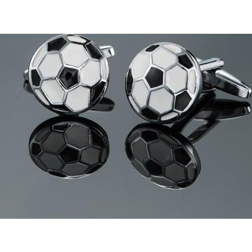 DY The new high quality brass black and White Enamel football Cufflinks Mens French shirt Cufflinks free shipping