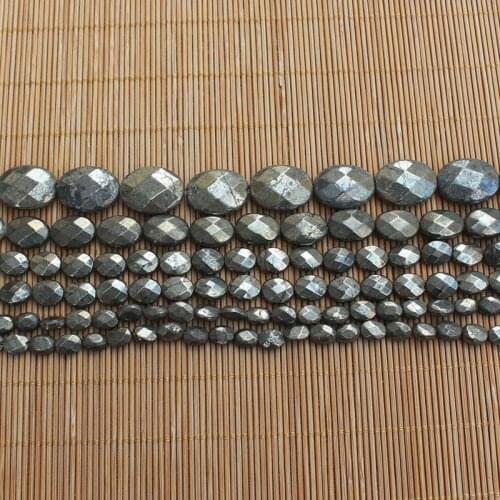 Natural Pyrite Faceted oval Loose Beads 15inch per strand,For DIY Jewelry Making !We provide mixed wholesale for all items