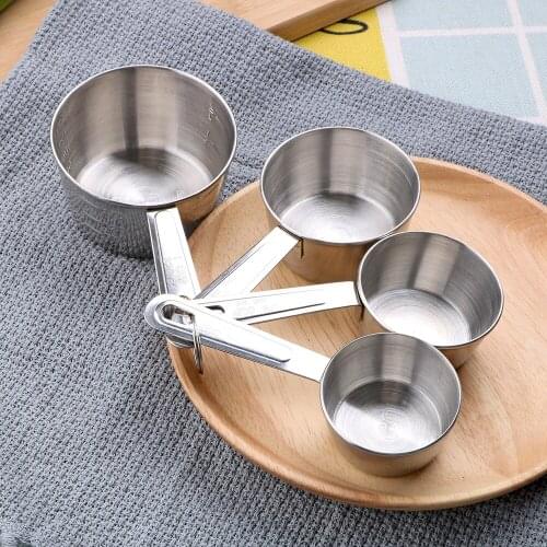 4Pcs/Set Baking Tools Kichen Accessories Measuring Cup for Flour Food Coffee Cooking Stainless Steel Measuring Tools with Scale