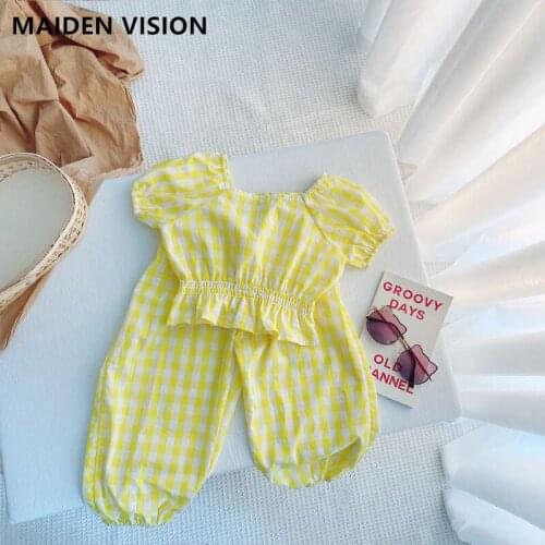 Toddler Girls Clothing Sets 2021 Summer Girls Clothes lattice shirt Pants Fashion Outfit Kids Tracksuit Suit Children Clothing