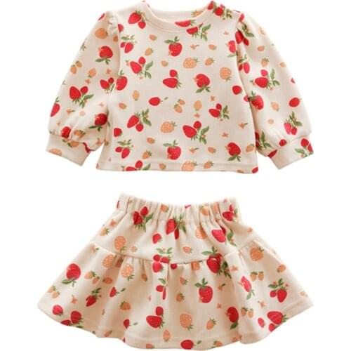 DFXD Spring Autumn Girls Clothing Sets Baby Toddler Radish Cartoon Sweatshirt+Skirt 2pc Childrens Set 2-7T Fashion Clothes Set