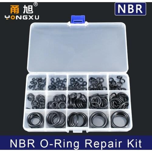 200PCS NBR Seal Ring Kit Thickness 1.9 / 2.4 / 3.1mm Nitrile Rubber NBR O-Ring Gasket Sealing Ring O Rings Rubber Kit Set